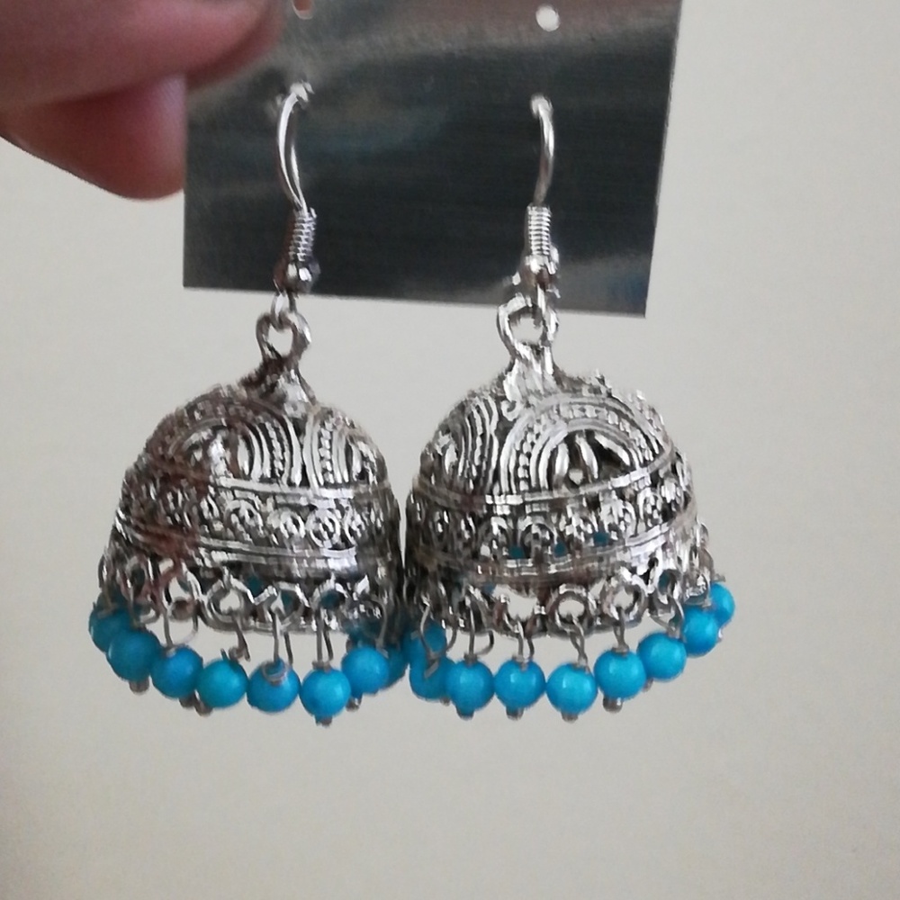 Blue hanging earrings